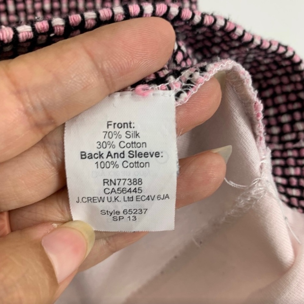 J. Crew - Champagne Pink,  Silk Blend Tweed Front T - Shirt Top - Picture 5 of 6